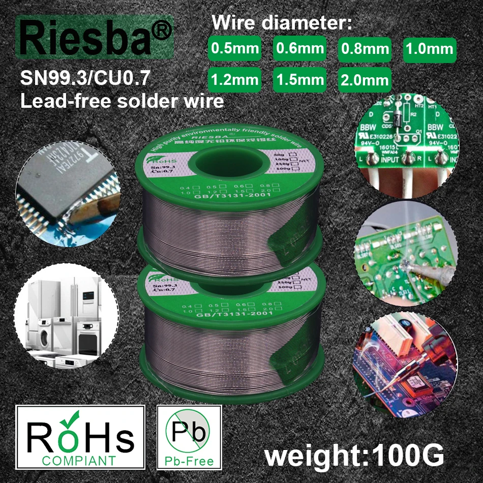 1Pcs 100g 1.1LB Lead Free Solder Wire Sn99.3 Cu0.7 Rosin Core for Electrical Solder RoHs rosin core solder  tin