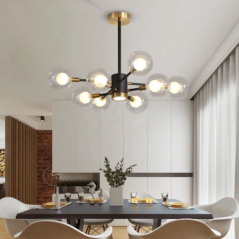 

Nordic Style Restaurant Dining Room Pendent Lamp Simple Modern Home Decorate Creative Magic Bean Glass Pendent Lighting Fixtures