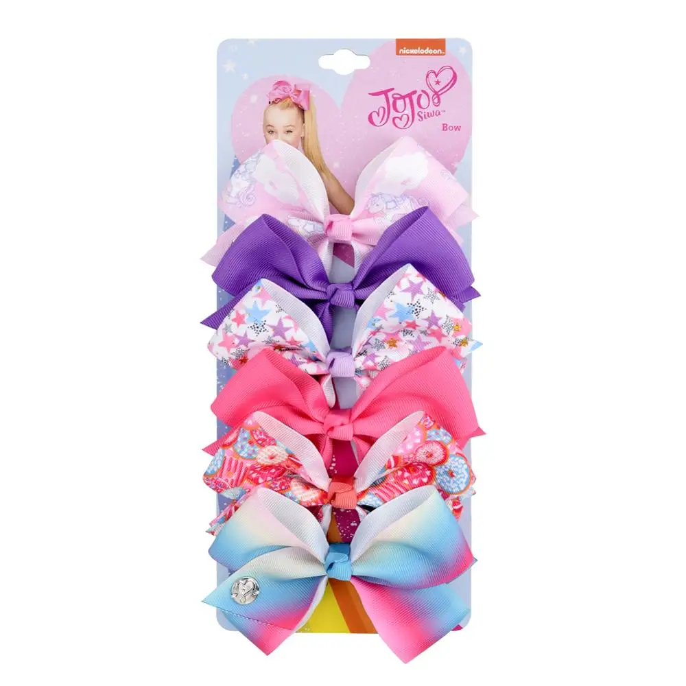 6-7pcs/Set JOJO Siwa Printed Rainbow Mermaid Unicorn Hair Bows Baby Girl Boutique JOJO Clip Hair Clip Hairgrips Hair Accessories