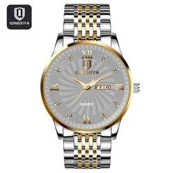 QINGXIYA Top Brand Luxury Fashion Gray Dial Watch Men Waterproof Luminous Week Date Clock Sport Watches Mens Quartz Wristwatch