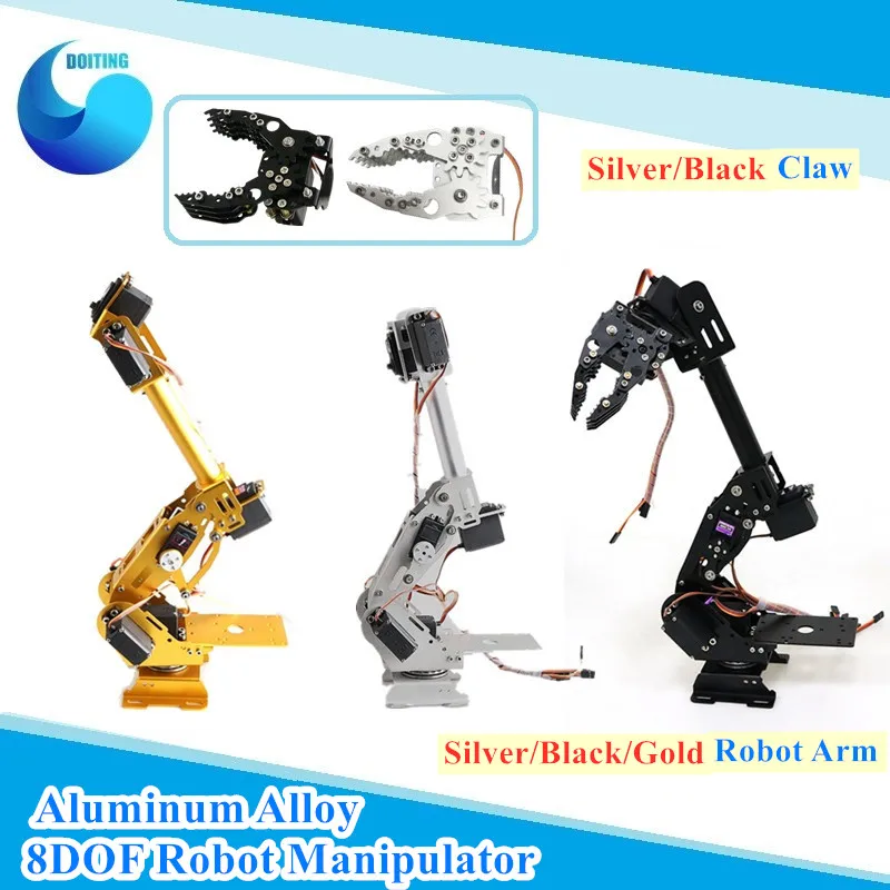 8 DoF Manipulator Arm Metal Robot Hand Aluminum Alloy Robotic Manipulator ABB Arm Model With Claw And MG996R/DT3316 For DIY