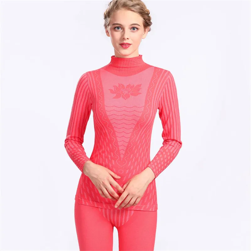 2024 New Fashion Printed Striped Women\'s Thermal Underwear Set Winter Turtleneck Cotton Long Johns Women thermo Clothing Pajamas