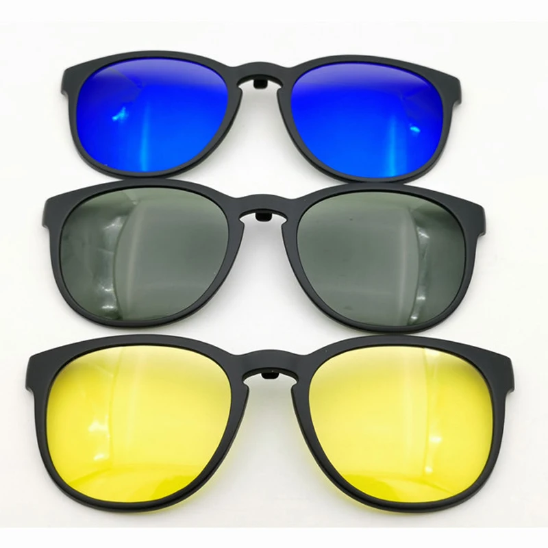 Model No TJ008 Single Clip on TAC Polarized Retro Sunglasses for Myopia Presbyopia Eyeglasses Extra Clipping Colorful Lenses