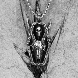 Long Horned Demon Skull Stainless Steel Men Necklaces Pendants Chain Punk for Boyfriend Male Jewelry Creativity Gift Wholesale