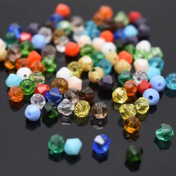 195pcs 4mm shiny Crystal Bead Bicone Glass Beads Loose Spacer Bead Austria Faceted Crystal Beads For DIY Jewelry Making
