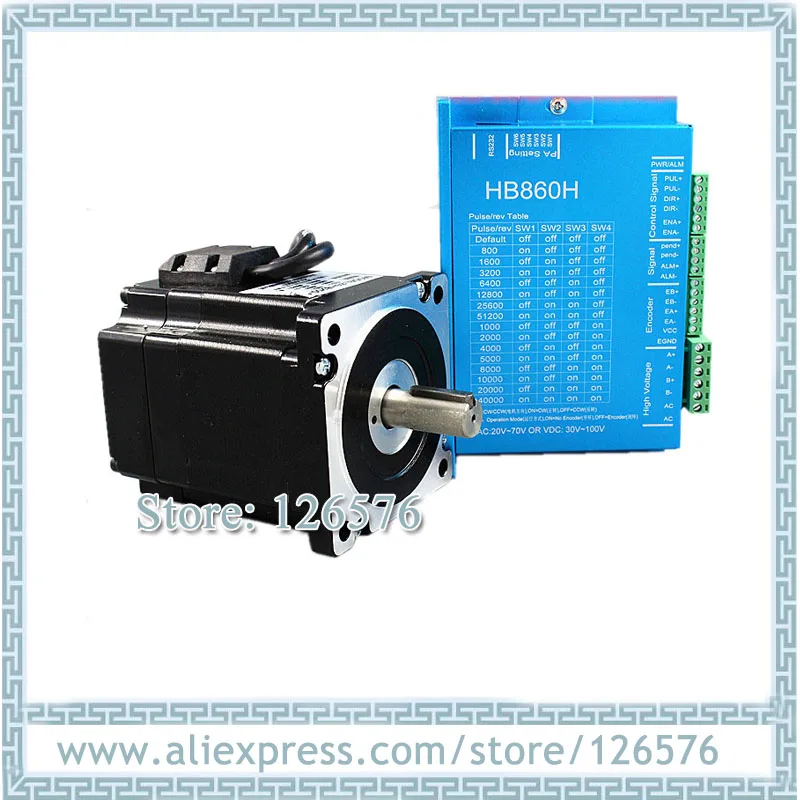 

Closed Loop stepper Motor 4N.m 2 phase Nema34 hybrid stepper Motor 86HB250-80B + HB860H Driver with 3 meter encoder cable