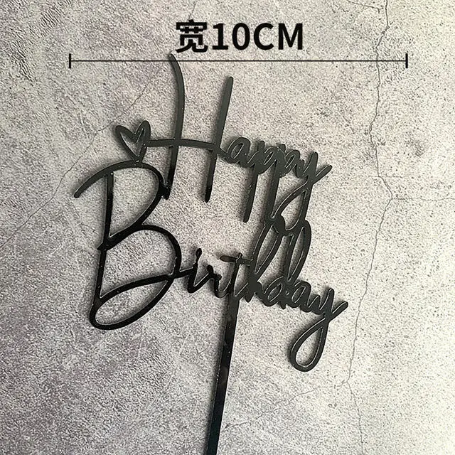 Gold Silber Alles Gute zum Geburtstag Kuchen Topper Acryl Klassische Geburtstag Cupcake Topper Dessert Dekoration für Baby Dusche Kuchen Liefert