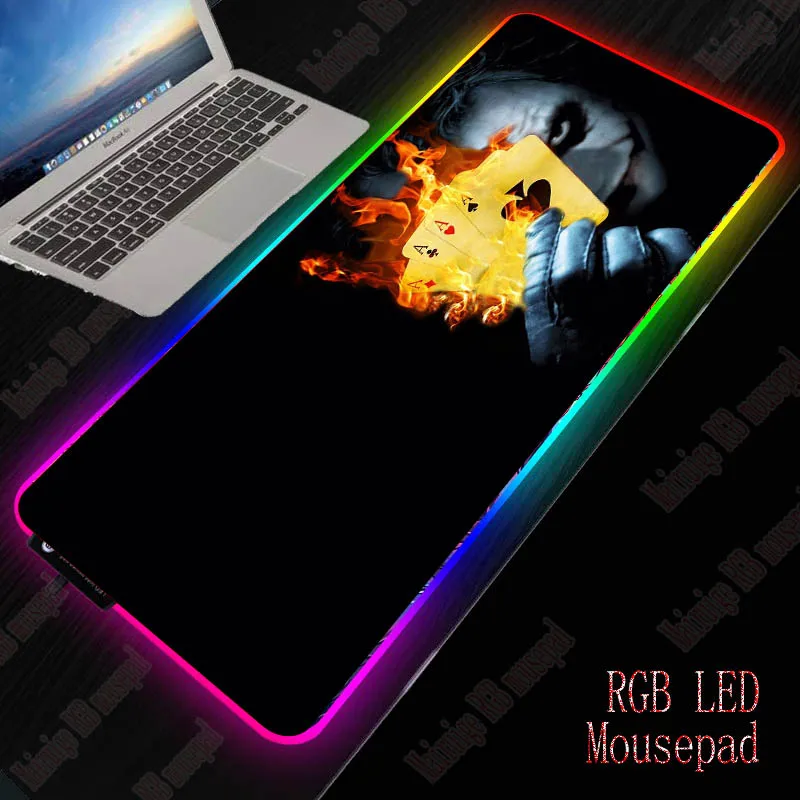 XGZ Joker Large USB Wired RGB Mouse Pad Dimmable LED Lighting Gaming Gamer Mousepad Desktop Keyboard Mice Mat Computer Laptop