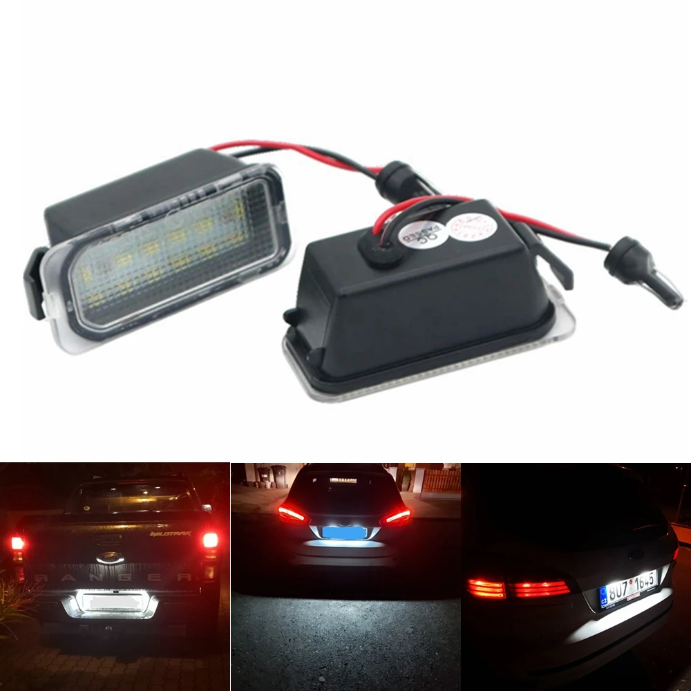 2Pcs Number License Plate Light Lamp For Ford KUGA S MAX MONDEO MK4 MK5 MK2 FIESTA 2008-2019 FOCUS Jaguar XF X250 XJ X351 Canbus