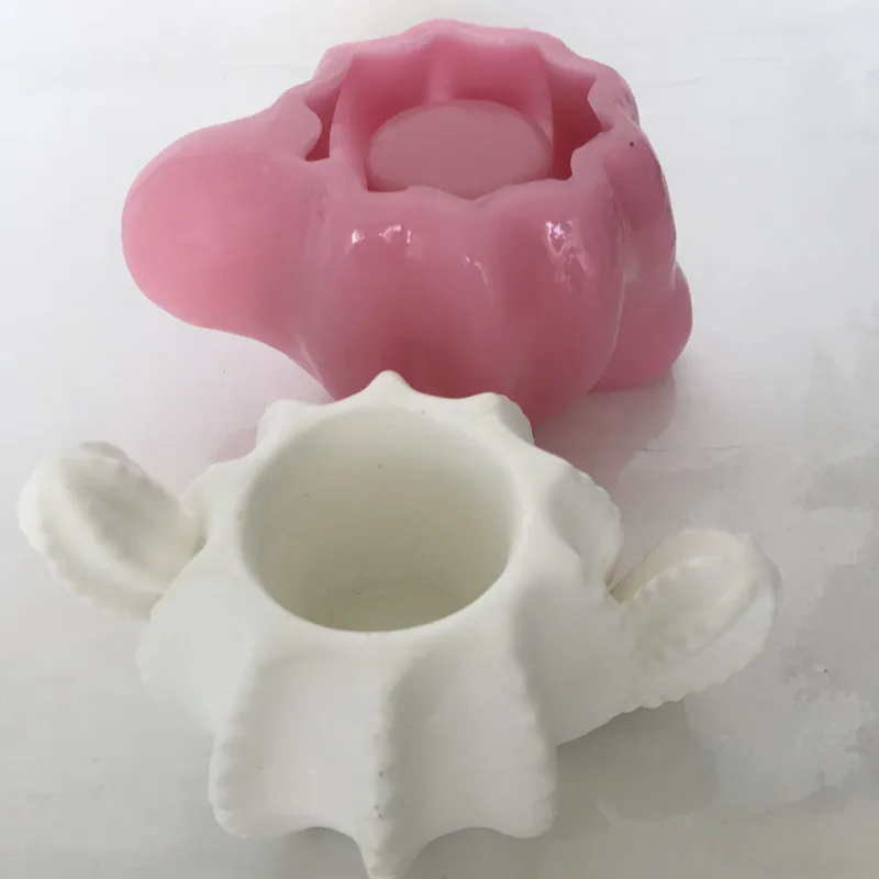 3D Cactus Flower Planter Vase Mould DIY Plaster Resin Cement Flowerpot Silicone Candle Holder Molds Cake Chocolate Mould