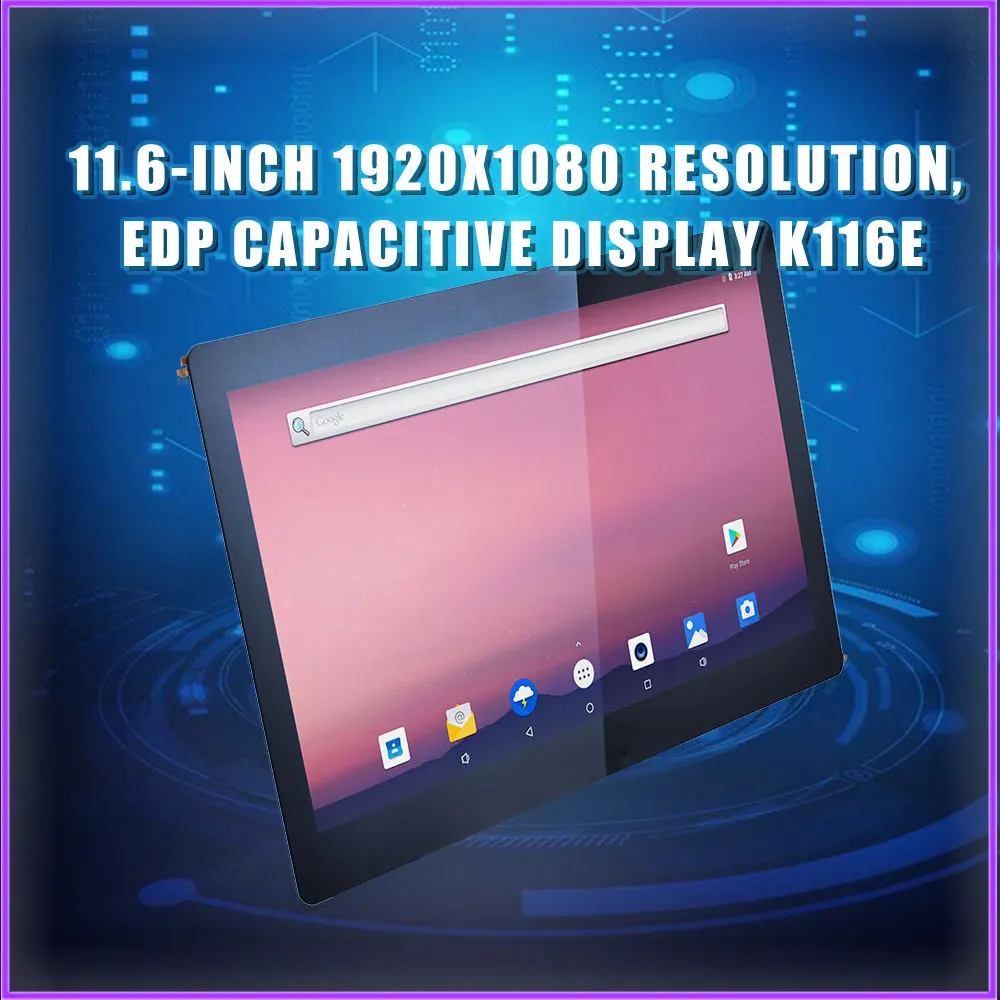 NanoPC-T4 11.6-inch eDP capacitive display K116E, resolution 1920x1080, support Android, Ubuntu for SOM-RK3399V2 Dev kit