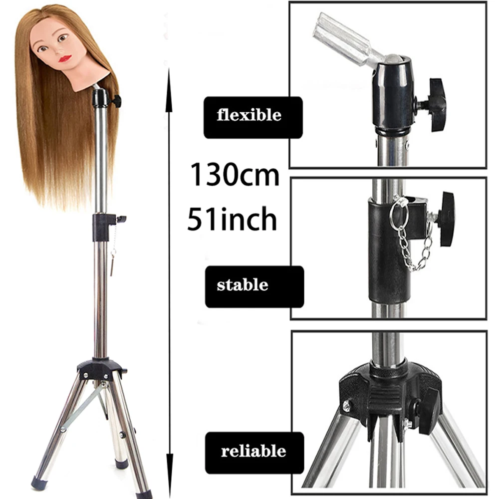 MEERL Mannequin Head Holder Tripod Stand For Hairdressers Salon Training Head Strong Adjustable Wig Stand Tripod For Wig Making