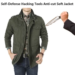 Anti-Cut Stab-Resistant Plus Size Men 100% Cotton Jacket Self-Defense Military Tactics Invisible Police Swat Fbi Safety Clothing