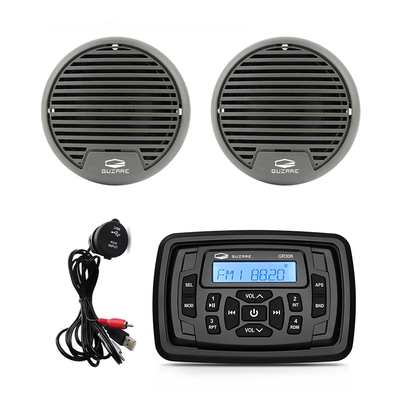 

Boat Radio Waterproof Marine Stereo Receiver Bluetooth FM AM MP3 Car Player+3inch Marine Speaker+USB Audio Cable For RV ATV Yach