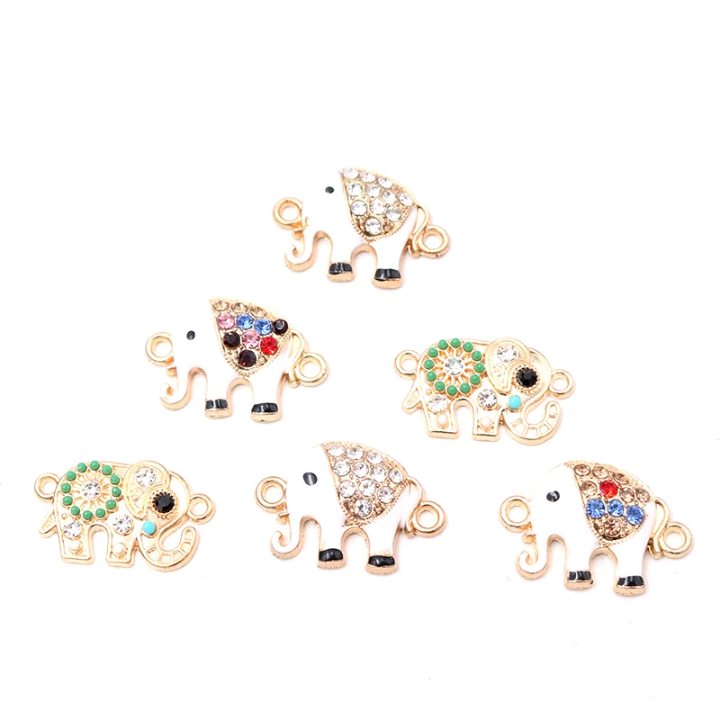 8pcs/lot Enamel Elephant Connector Charm Metal Pendants DIY Necklaces Bracelets Jewelry Handicraft Accessories