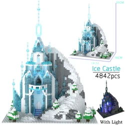 MOC 4842Pcs Friend Micro Particle Ice Castle With LED Light Model Princess Building Blocks Bricks Christmas Toys for Girls Gifts