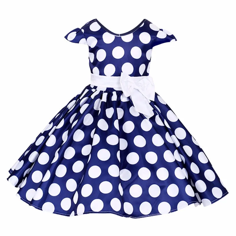 Summer Baby Girl Short Sleeve Bow Princess Dress for Girl Polka Dot Big Bow Party Wedding Dresses Kids Clothes Children Costumes