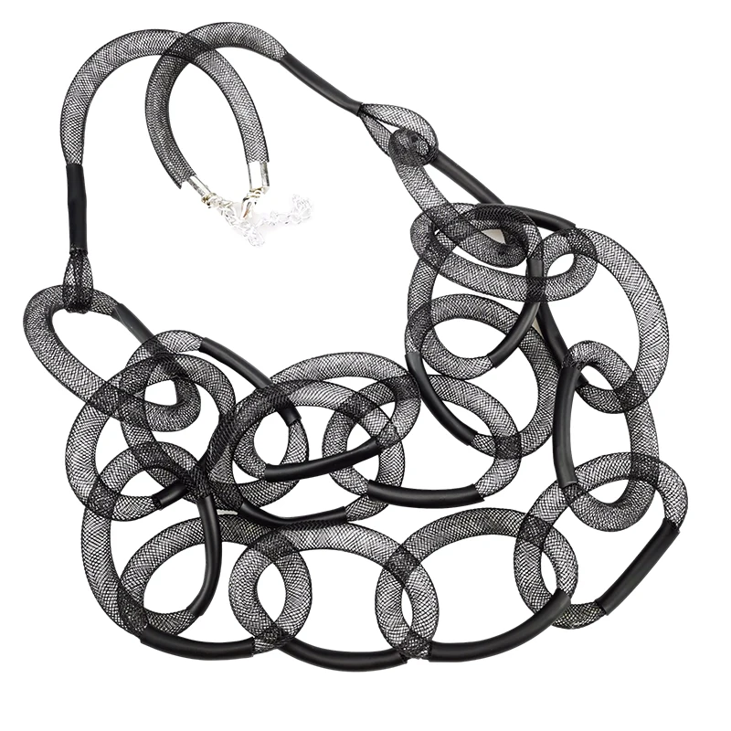 UKEBAY New Black Mesh Pendant Necklaces Women Sweater Chains Long Necklace Gothic Jewelry Handamade Luxury Clothes Accessories