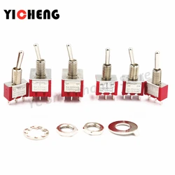 5Pcs MTS Small Red switch rocker switch 2A/125V 5A/250VAC toggle switch SPDT DPDT 3pin/ 6pin /9pin Self-locking/Momentary