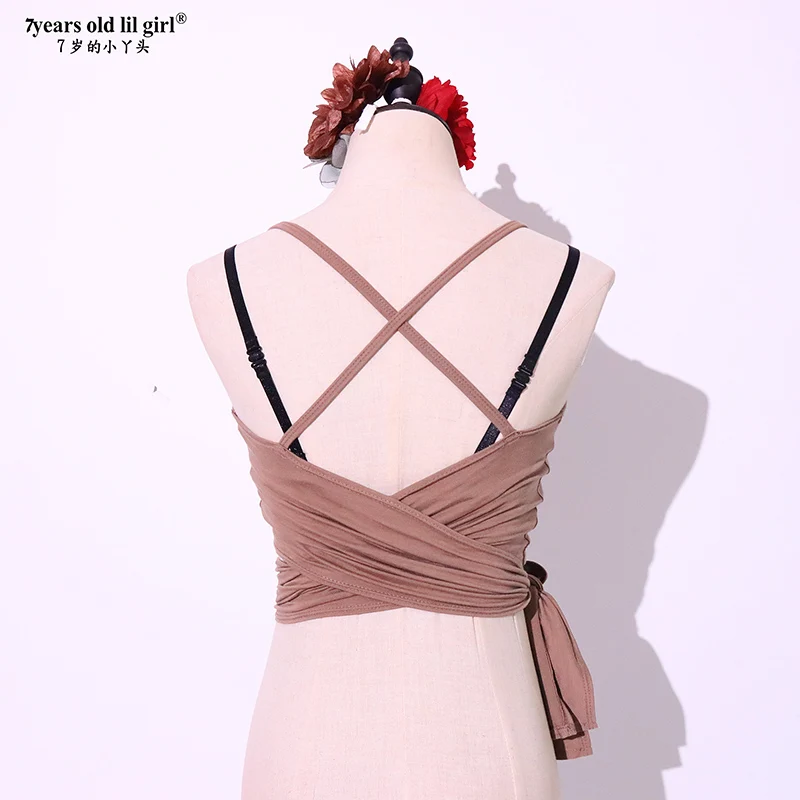 Thảm Tập Yoga Khiêu Vũ Nghệ Thuật Đa Năng Mềm Mại Và Thoải Mái Áo Halter Top Cotton Ngắn Ngắn Áo Nữ AU55