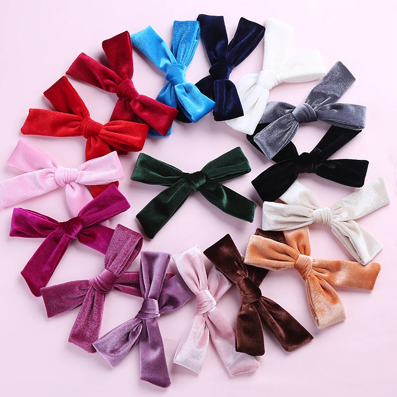 16pcs/lot 5 inches Velvet Bow hair Clips Girls Bow Tie Hairpins Princess Hair Barrettes Korean Hairclips Fashion Accessories