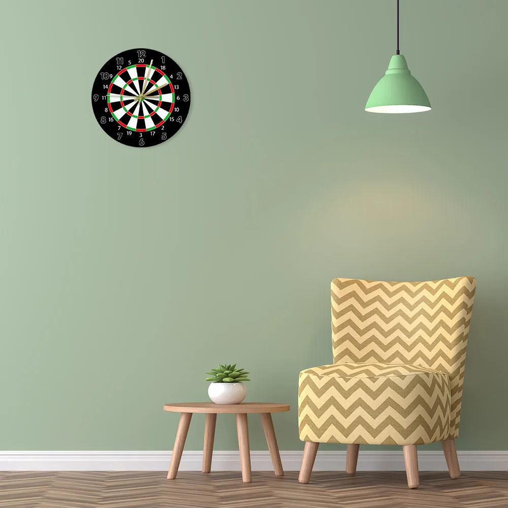 Modern Design Darts Board Printed Wall Clock Bar Darts Game Night Club Game Room Decoration Arrow Target Aim Game Bullseye Watch