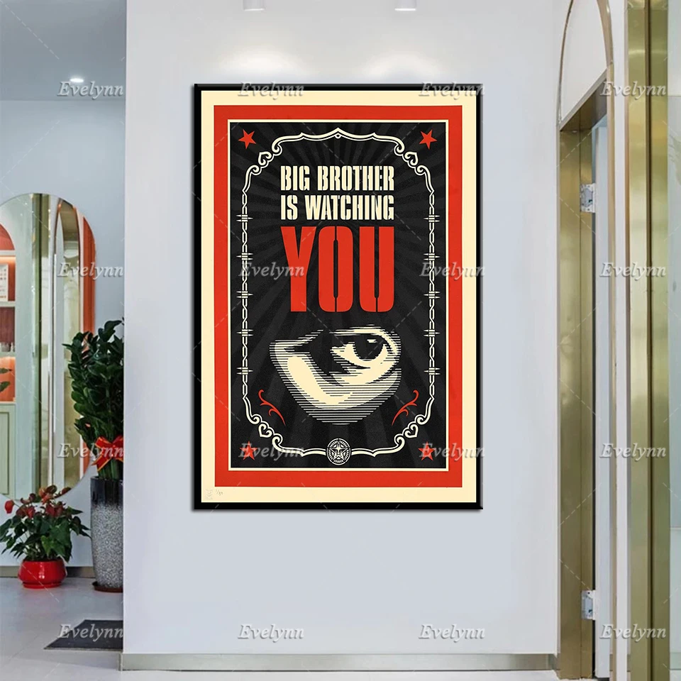 Pop Art,'Big-Brother-is-Watching',Nordic Retro Posters Minimalism Canvas Painting Wall Art Prints Home Decor Canvas Unique Gift