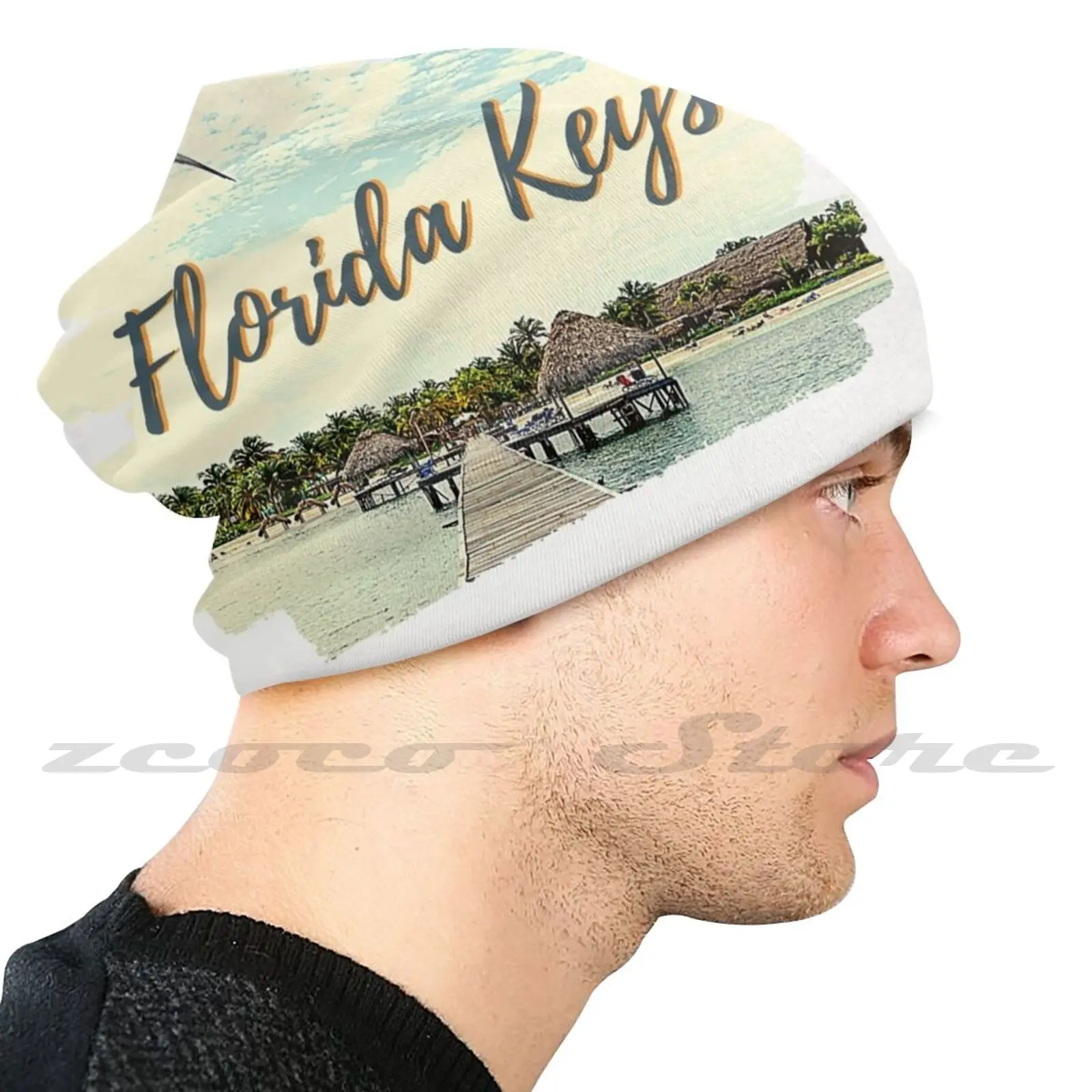 Florida Keys Water Knit Hat Hedging Cap Soft Elasticity Outdoor Sports Leisure Fantasy Fest Dry Tortugas Key Key West Inter