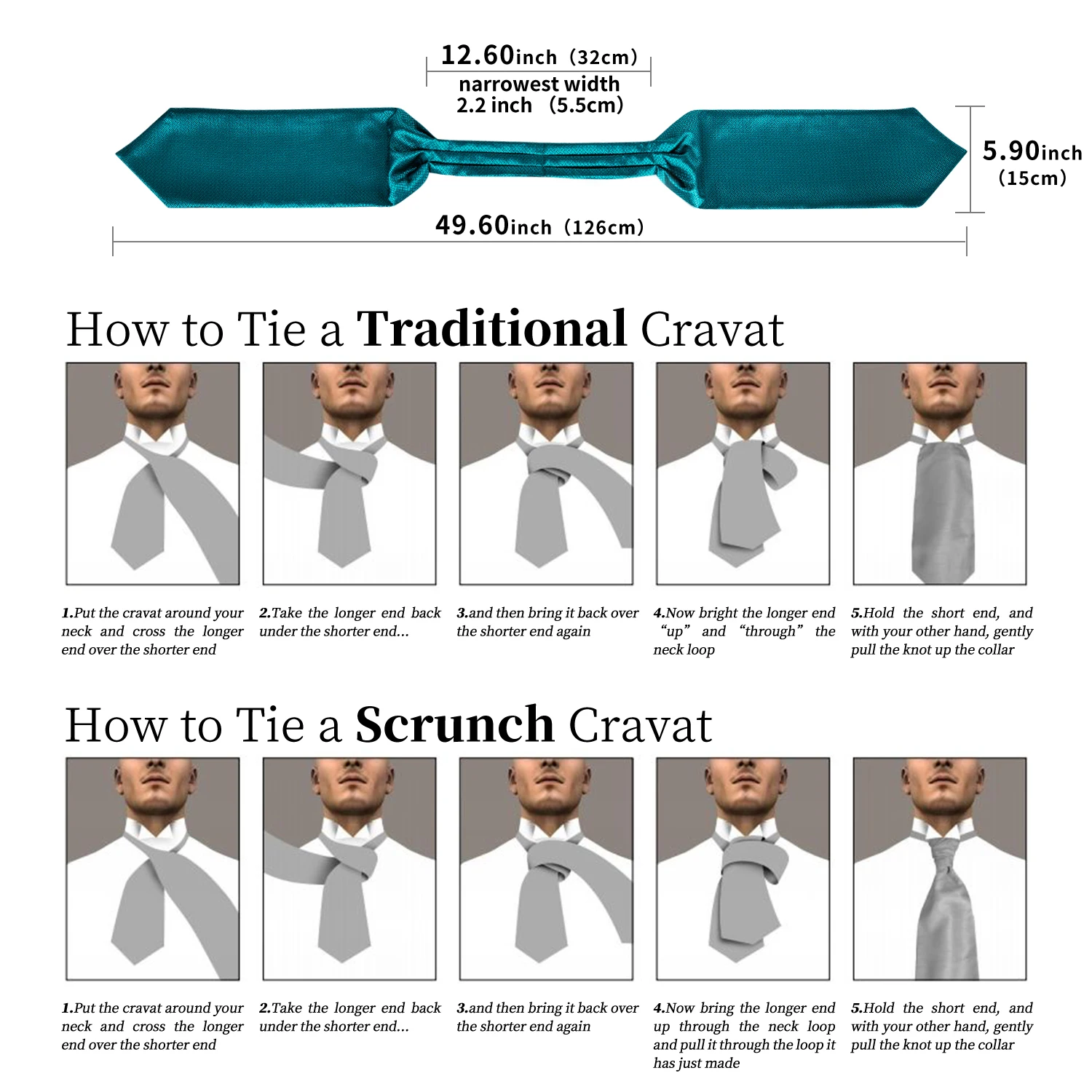 Teal Blue Solid Men Vintage Wedding Formal Cravat Ascot Ties Pocket Square Set Paisley Floral Check Men Silk Necktie DiBanGu