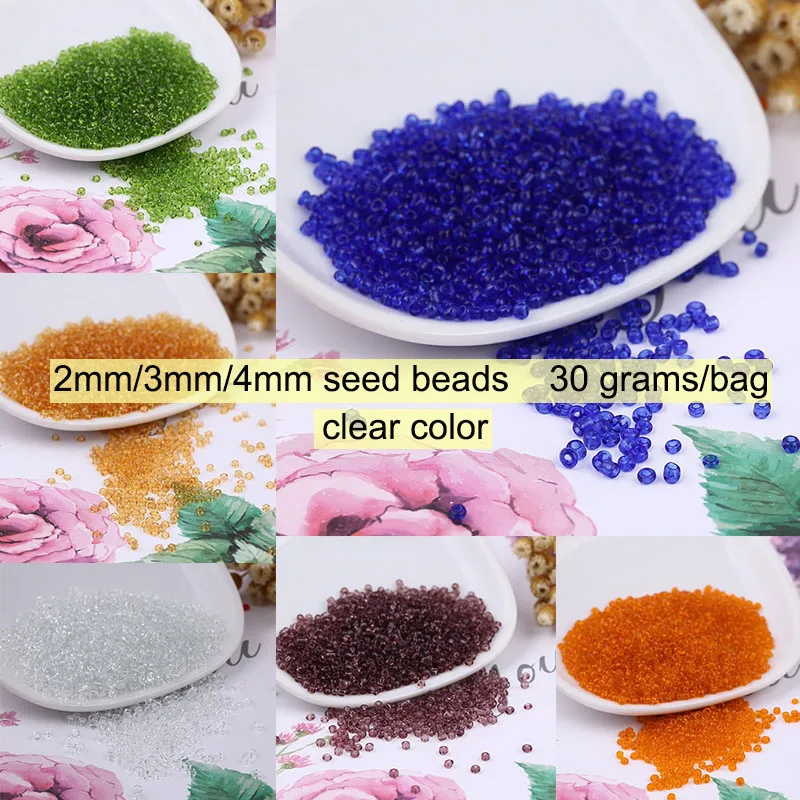 30 grams/bag Czech Glass Seed Beads Clear Colors 2mm/3mm/4mm Round Beads For DIY Craft Jewelry Making