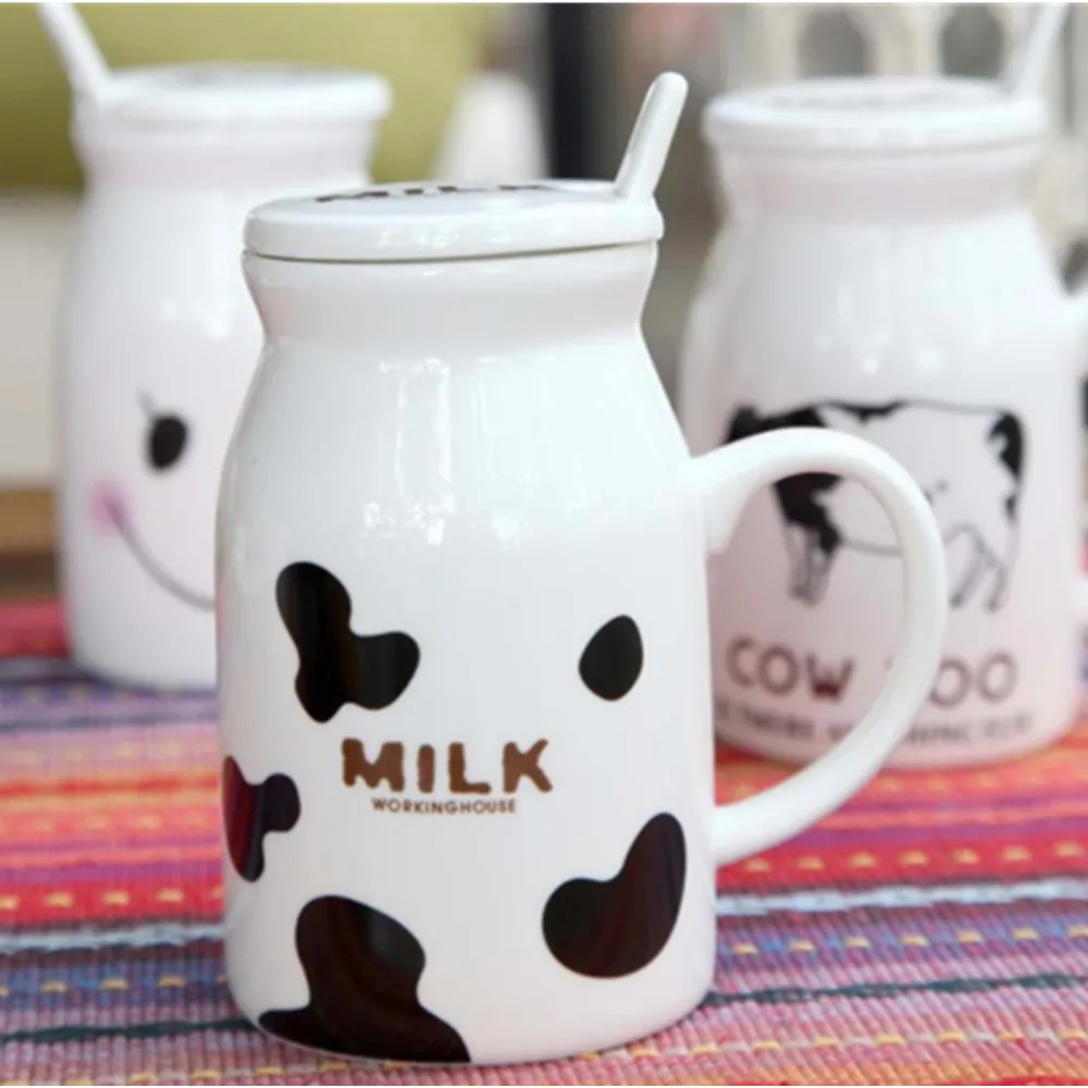 250ML Hot Groceries Creative3D cow style Breakfast Milk Coffee Ceramic Cup Promotional Gifts White Ceramic Cup