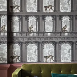 Monkey in ancient palace nordic wallpaper 3d Papeete Cuts scandinavian style Wall paper
