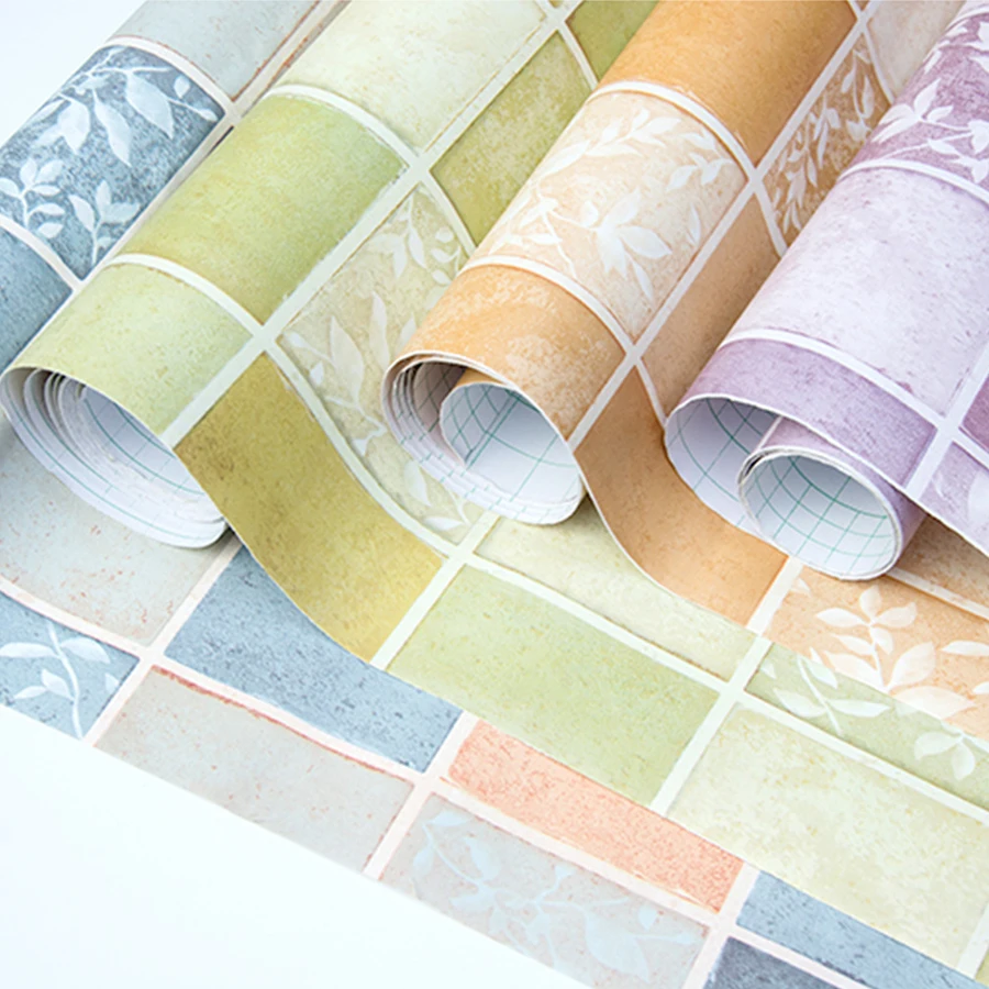 Self-Adhesive Bathroom Tile Waterproof Wallpaper Toilets Moisture-Proof Decorative Film PVC Kitchen Stove Oil-Proof Wall Sticker