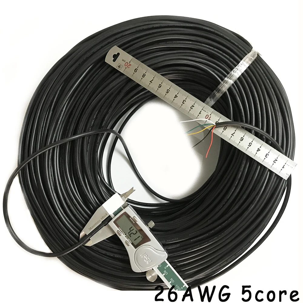 26AWG 28 AWG Signal Cable RVV 2/3/4/5/6/7/8/9/10 Cores TC Copper Conductor Electric RVV Black Sheathed Mounting Wire