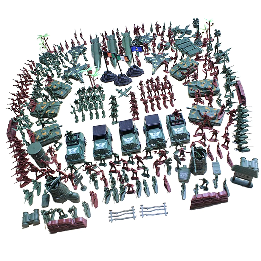 307pcs WWII Military Playset Toy 4cm Soldier Army Men Figures Accessories