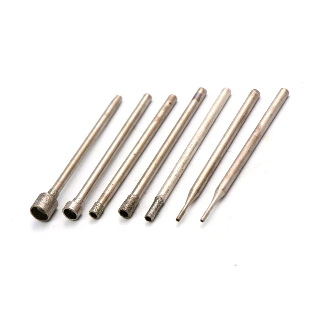 10PCS 0.8-4mm Rotary Diamond Burr Core Drill Bit Engraving 2.35mm Shank for Glass Tile