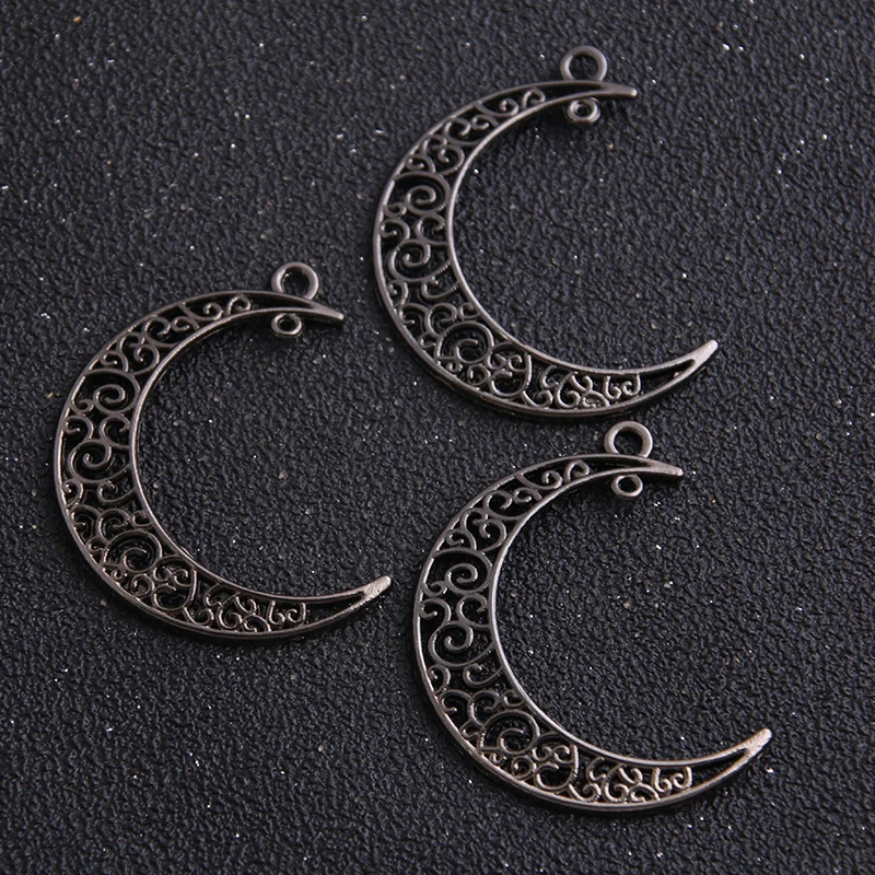 6pieces/lot 30*39mm Eight Colors Vintage Metal Alloy Hollow Moon Charms Jewelry diy Pendants Findings