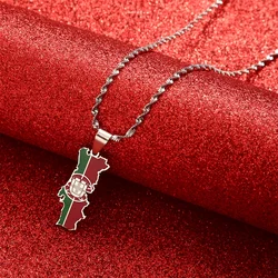 Portugal Map Pendant & Necklace Chain Women Gold Color Jewelry Portuguese PRT for Girl Gift