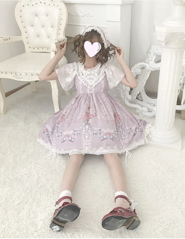 Robe en dentelle vintage pour filles, tenue à bretelles, style collège, taille haute, style victorien, kawaii, gothique, lolita loli, cosplay