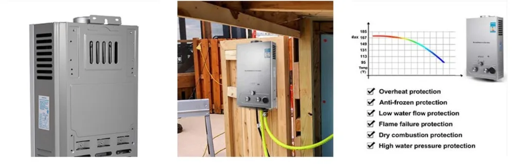 Warmwasserbereiter 6/8/10/12/16/18L | Sihao Durchlauferhitzer 6/8/10/12/16/18L LPG-Durchlauferhitzer Tankless Instant Boiler mit Duschkopf und LCD-Anzeige – Detail 4