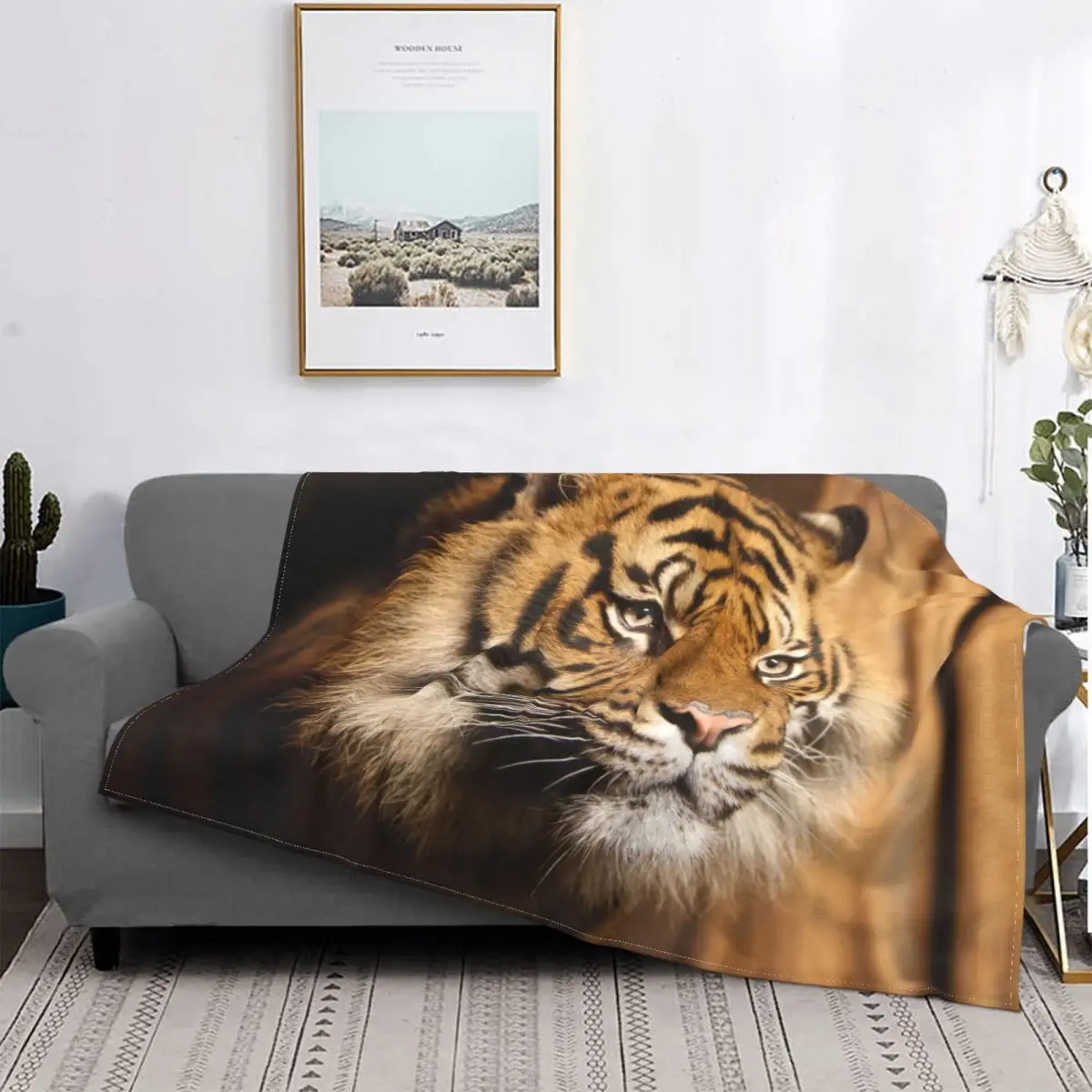 Bengal Tiger King Blankets Flannel Print Animal Lovers Portable Super Warm Throw Blanket for Bed Outdoor Rug Piece