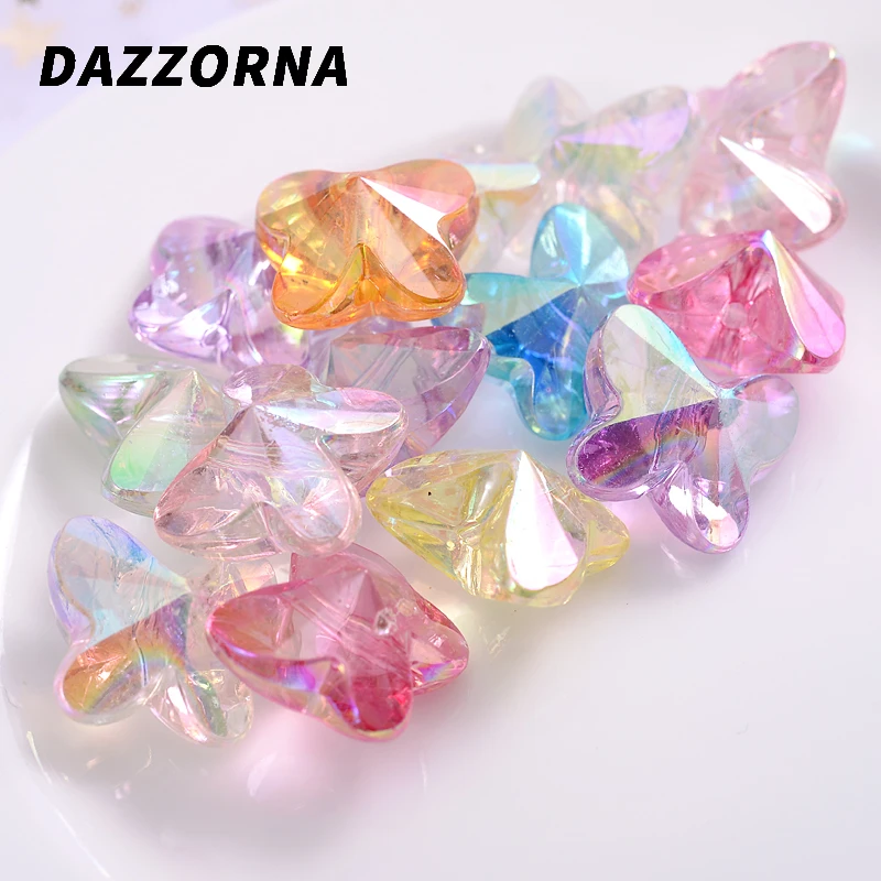 Fashion 10-50Pcs/Pack Acrylic Beads Colorful Transparent AB Butterfly Shape Loose Spacer Beads For Jewelry Makeing Diy Handmade