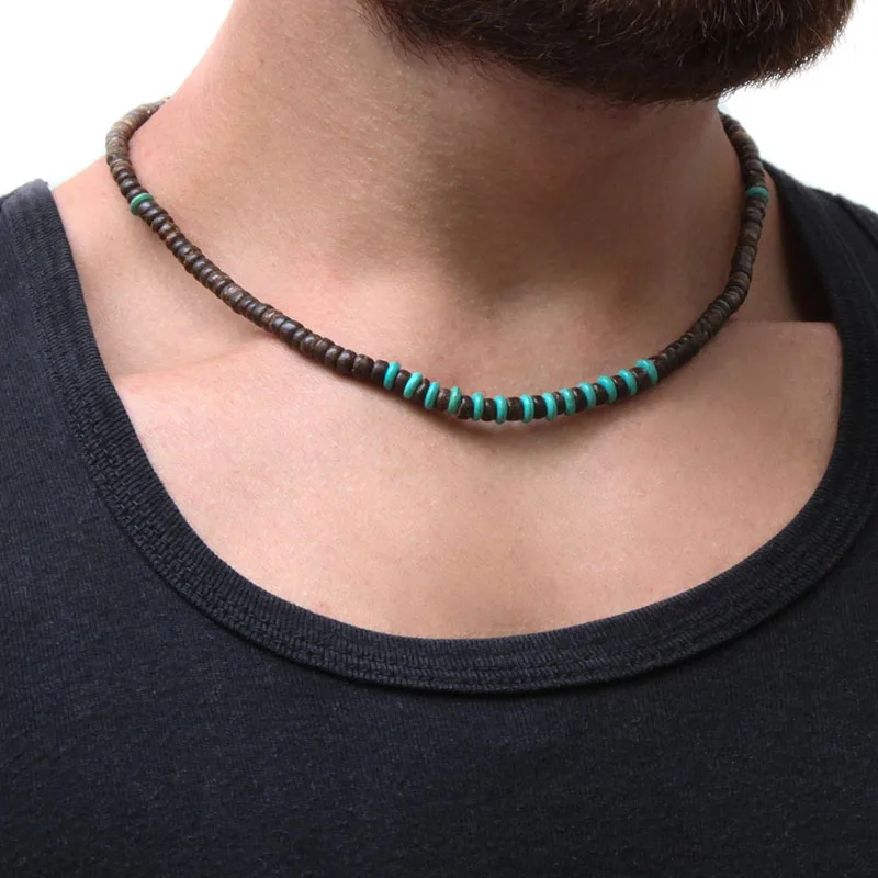 Mens Tribal Necklace, Mens Surf Necklace, Mens Boho Necklace Mens Necklace, Tiger\'s Eye Black Onyx Mens Necklace