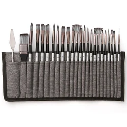 Ensembles de pinceaux d'interconnexion de cheveux en nylon, manche en bois, stylo à récurer, grattoir à récurer, art acrylique, fournitures de pinceaux de peinture, nouveau, 24 pièces par paquet