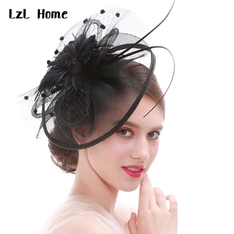 LzL บ้านหมวกเจ้าสาว Headdress ดอกไม้ประณีตอุปกรณ์เสริมผม Horse Racing การระเบิดหมวก Hairpin Headdress