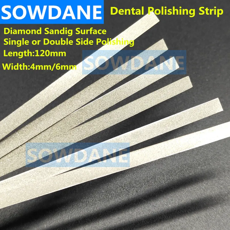 Dental Metal Polishing Stick Strip with Single Side of Diamond Sanding Surface (6mm / 4mm Width for selection) Teeth Whitening