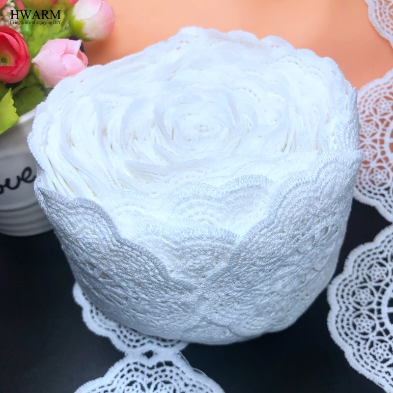 5yard 8cm High Quality white circular lace fabric ribbon DIY cup wad Coasters Cup mat LACE wedding christmas decoration for home