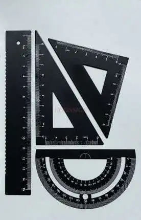 Metal ruler primary school student draws a set of ruler triangle ruler wave protractor with stationery aluminum alloy