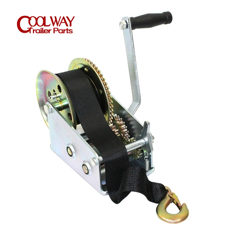 High Quality Hand Winch CAP 2500LBS / 1134KG 8M Extra Long Synthetic Strap Webbing Car Boat Trailer