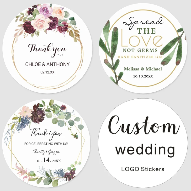 

Personalized Wedding Stickers With Name And Date, Invitation Stamps, Festive Party Birthday Gift Boxes, Sweets, Custom Logos